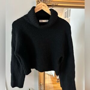 Zara Elegant Black Cowl Neck Sweater